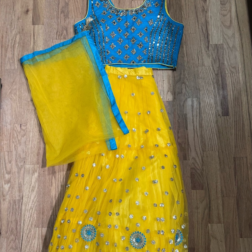 Blue and Yellow Lehenga Kit